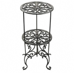 Heavy Duty Cast Iron Potted Plant Stand 2 Tiers Metal Planter Rack,Decorative Flower Pot Holder,Vintage Rustic Style Outdoor Garden antique cast iron pot holders