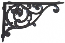 Antique Cast Iron Sturdy Stylish Decorative Shelf Bracket Supporter for Vintage Barn Wooden Shelves, DIY Easy Installation, Wall Mounted, Metal Corner Brace - Matte Black