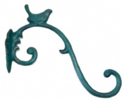 Bird Plant Hanger Hook Cast Iron Holder Scrolls Garden Antique Style