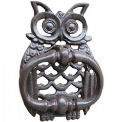 Cast Iron Antique Style Rustic HOOT OWL Door Knocker Brown Finish Barn