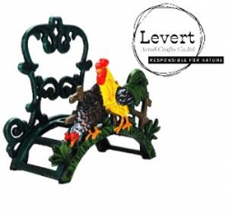 Decorative Hand-Painted Rooster & Hen Wall Mounted Water Hose Hanger Cast Iron Garden Hose Reel Holder
