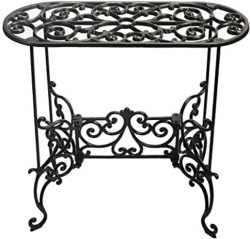 Decorative Rectangle Iron Metal Plant Stand, Cast Iron Flower Pot Rack,Vintage Shelf Indoor Outdoor Home Decor