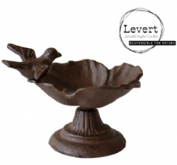 Flower Petals Freestanding Cast Iron Wild Robin Bird Bath Water Feeder Garden Ornament