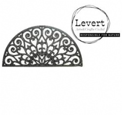 Vintage Fleur De Lis Style Large Semicircle Front Door Mat, Non-slip Outside Mat Shoe Scraper Decorative Entrance Mats