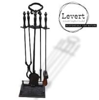 Vintage Iron 5 piece Companion Fireplace Tool Set Black Fireside Hearth Fire Tools Brush Poker Tongs Antique